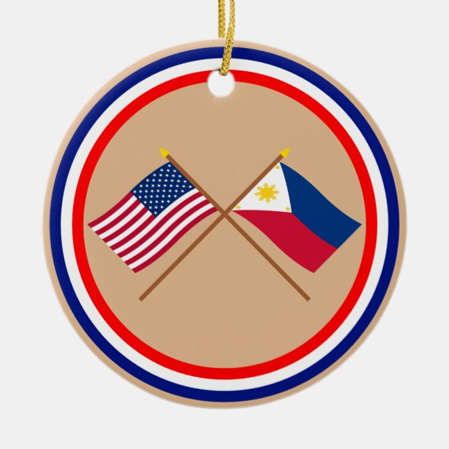 US och Philippines korsad flaggor Julgransprydnad Keramik (Framsidan)