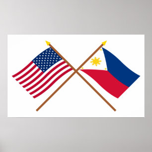 US och Philippines korsad flaggor Poster