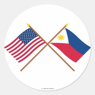 US och Philippines korsad flaggor Runt Klistermärke