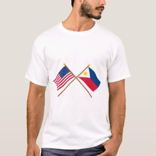 US och Philippines korsad flaggor Tee