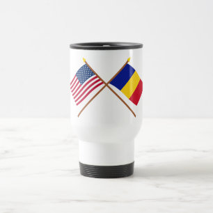 US och rumänien korsad flaggor Resemugg