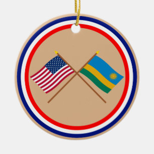 US och Rwanda korsad flaggor Julgransprydnad Keramik