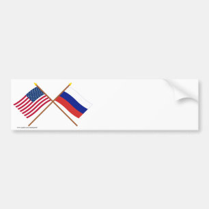 US och Ryssland korsad flaggor Bildekal