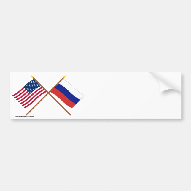 US och Ryssland korsad flaggor Bildekal (Framsidan)