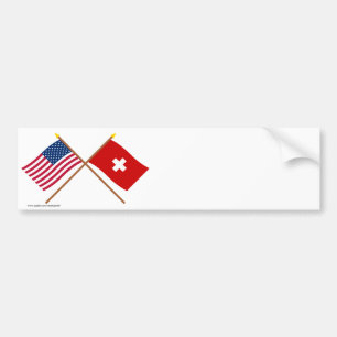 US och Schweitz korsad flaggor Bildekal