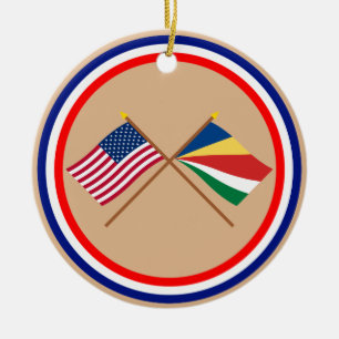 US och Seychellerna korsad flaggor Julgransprydnad Keramik