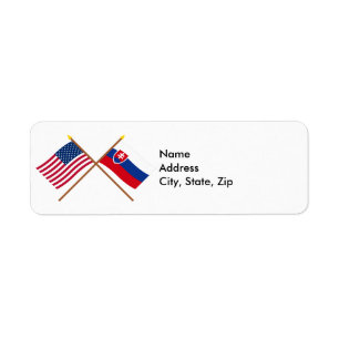 US och Slovakien korsad flaggor Returadress Etikett