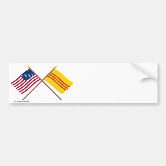 US och södra Vietnam korsad flaggor Bildekal (Framsidan)