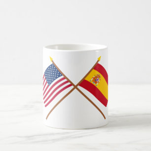 US och Spanien korsad flaggor Kaffemugg