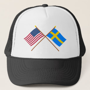 US och sverige korsad flaggor Truckerkeps