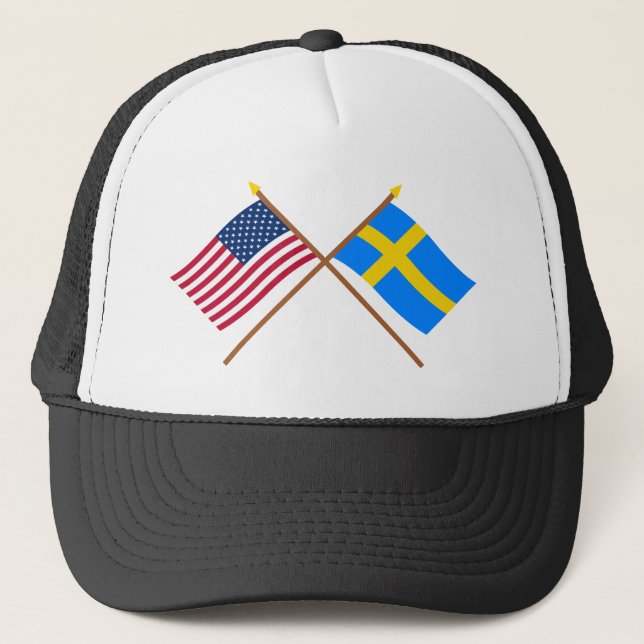 US och sverige korsad flaggor Truckerkeps (Framsida)