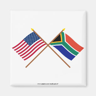 US och Sydafrika korsad flaggor Magnet