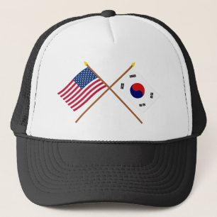 US och Sydkorea korsad flaggor Truckerkeps