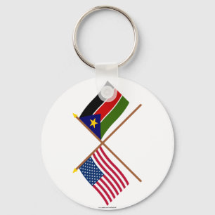 US och sydlig Sudan korsad flaggor Nyckelring