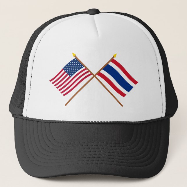 US och Thailand korsad flaggor Truckerkeps (Framsida)