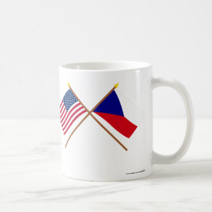 US och tjeckisk republik korsad flaggor Kaffemugg