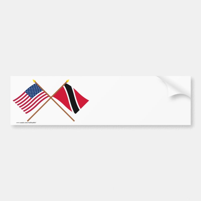US och Trinidad & Tobago korsad flaggor Bildekal (Framsidan)