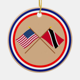 US och Trinidad & Tobago korsad flaggor Julgransprydnad Keramik