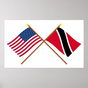 US och Trinidad & Tobago korsad flaggor Poster