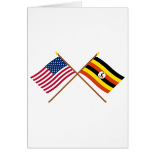 US och Uganda korsad flaggor Hälsningskort