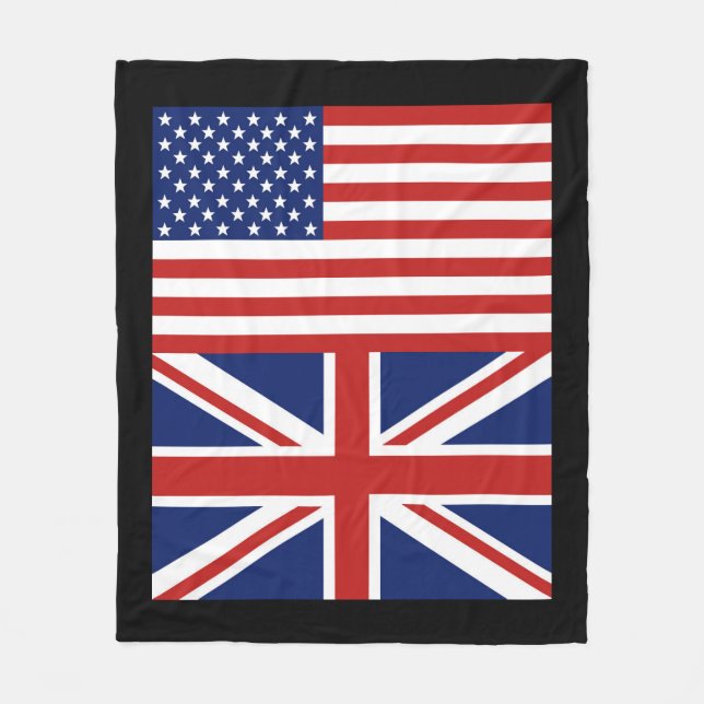 US och UK. Flaggor Fleecefilt (Framsidan)