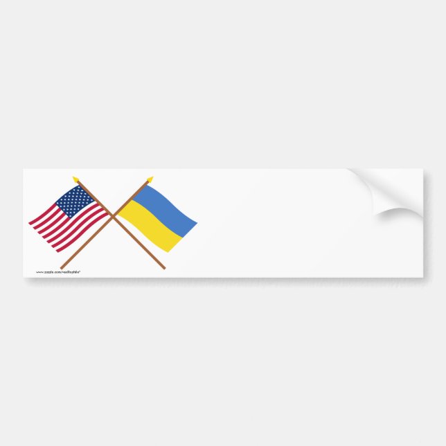 US och Ukraina korsad flaggor Bildekal (Framsidan)