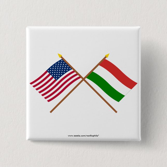 US och Ungern korsad flaggor Knapp (Framsida)