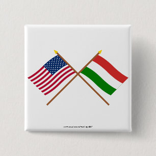US och Ungern korsad flaggor Knapp