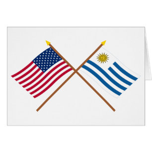 US och Uruguay korsad flaggor Hälsningskort