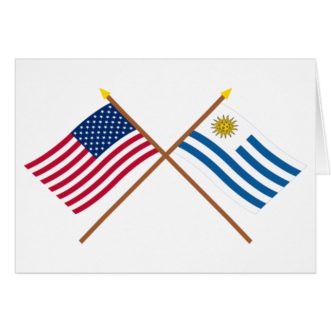 US och Uruguay korsad flaggor Hälsningskort (Framsidan Horizontal)