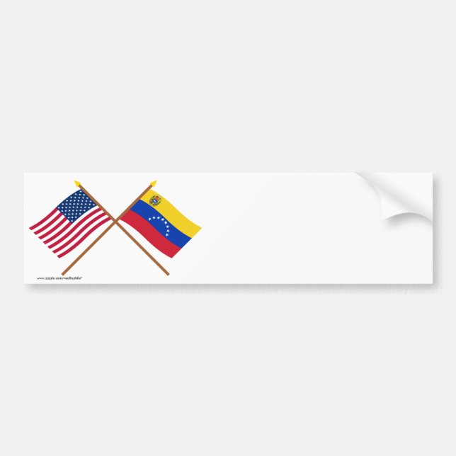US och Venezuela korsad flaggor Bildekal (Framsidan)