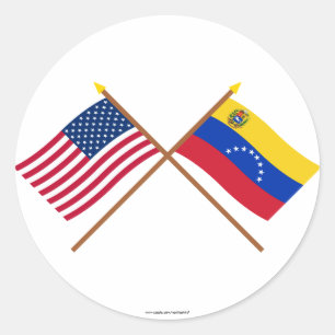 US och Venezuela korsad flaggor Runt Klistermärke