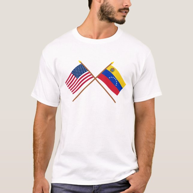 US och Venezuela korsad flaggor Tee Shirt (Framsida)