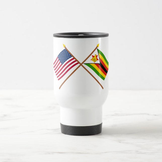 US och Zimbabwe korsad flaggor Resemugg (Center)