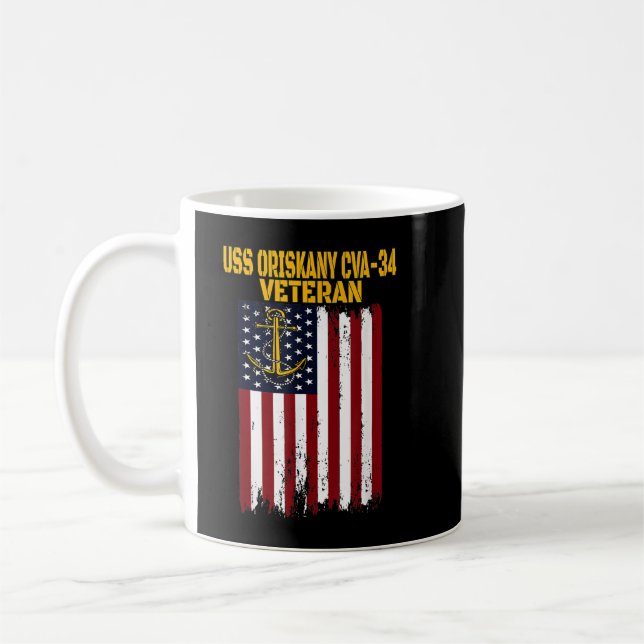 US Oriskany CVA-34 Aircraft Carrier Veteran Day F Kaffemugg (Vänster)