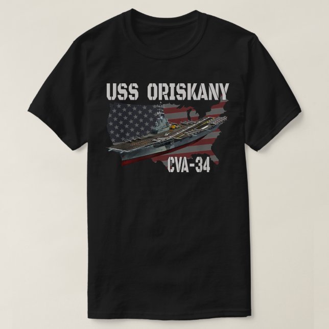 US Oriskany CVA-34 Aircraft Carrier Veterans Day T Shirt (Design framsida)