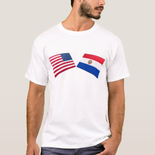 Us- & Paraguay flaggor Tee
