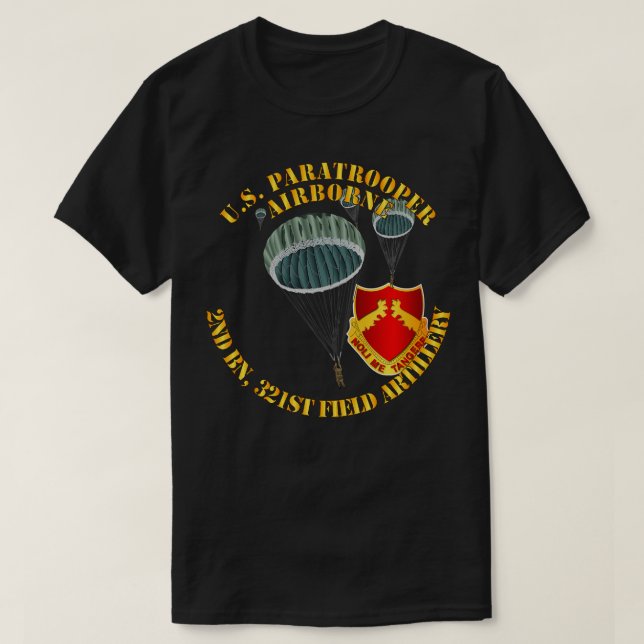 US Paratrooper 2nd Bn 321st Fält Artillery DUI T Shirt (Design framsida)