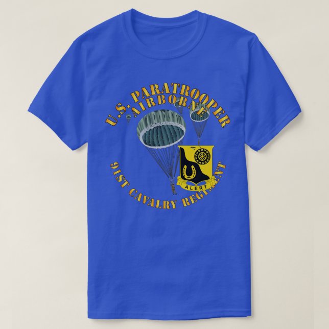 US Paratrooper 91st Cavalry Regiment X T Shirt (Design framsida)