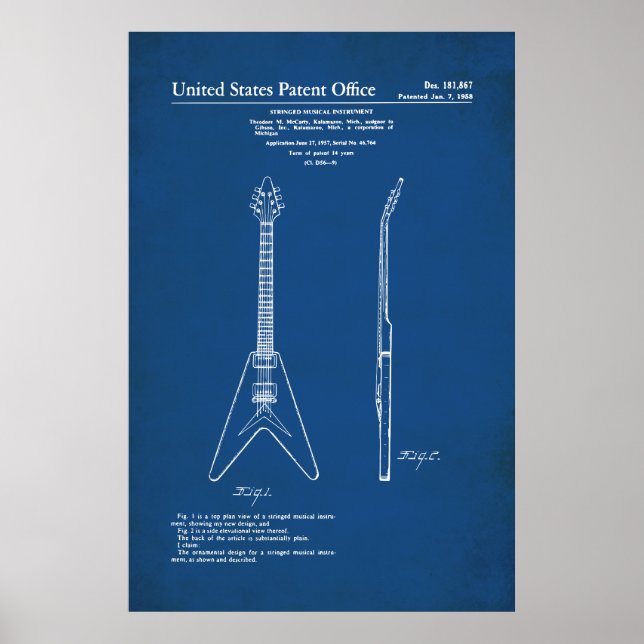 US Patent - Gibson Flies V Poster (Framsidan)