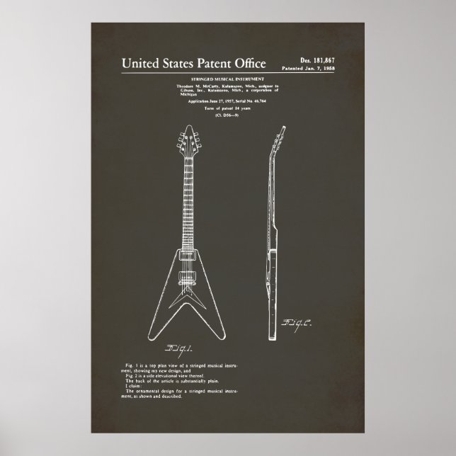 US Patent - Gibson Flies V Poster (Framsidan)