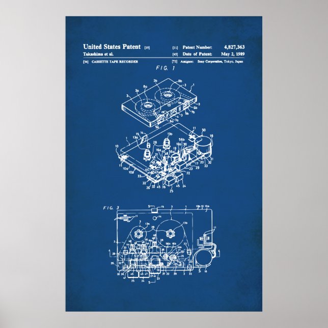 US Patent - Kassettbandspelare Poster (Framsidan)