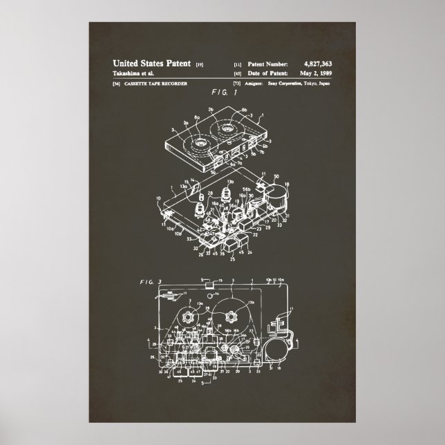 US Patent - Kassettbandspelare Poster (Framsidan)