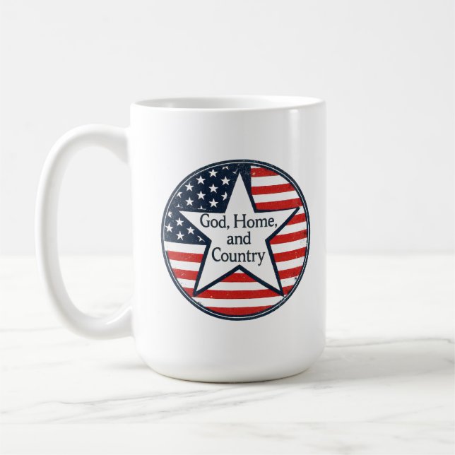 US patriot logotyp Gud Hem Land US flag retro  Kaffemugg (Vänster)