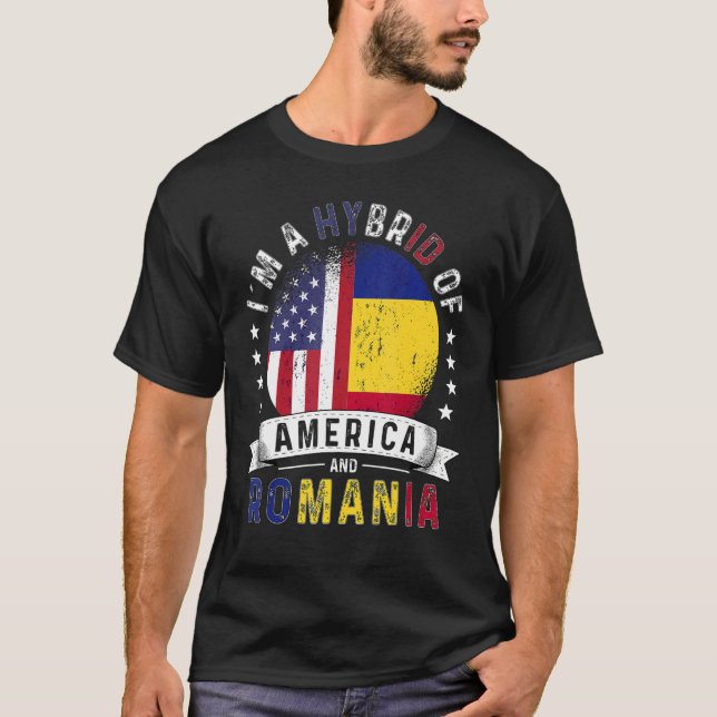 US Patriot Rumänien Flagga American Rumänic Grown T Shirt (Framsida)