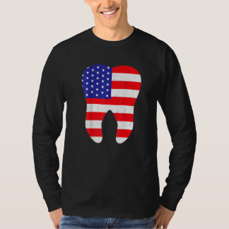 Us Patriot Tandflagga Tandläkare 4 juli Tandvård T Shirt