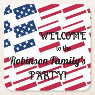 US Patriotic American Flagga Tiles Calligraphy Tex Underlägg Papper Kvadrat