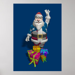 US Patriotic Jultomten Poster