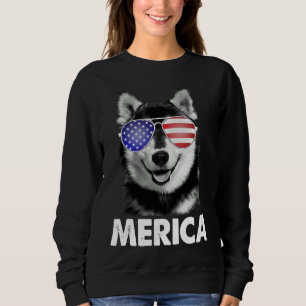 Us Patriotic Merica Siberian husky Hund Förenta st T Shirt