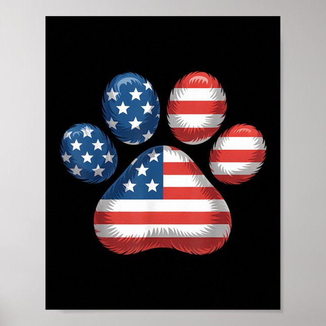US Paw Skriv ut amerikanska Djurälskare 4 juli Poster (Framsidan)